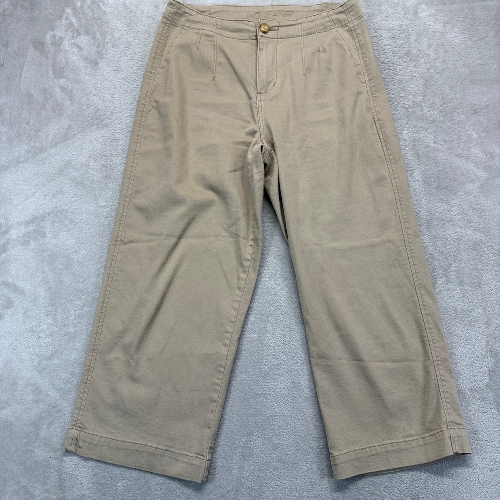 Jag Jeans Pants Women's‎ 8/29 High Rise Wide Leg Khaki Tan Cropped Trouser Hem